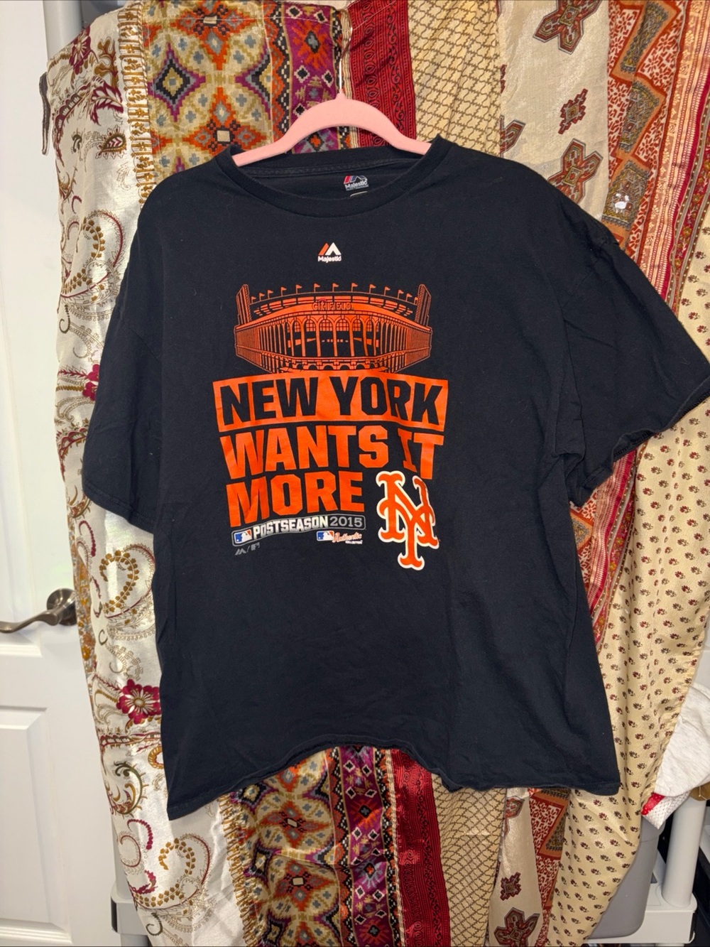 Mets NBA New York Wants it More post season 2015 Citifield  Majestic t shirt XL